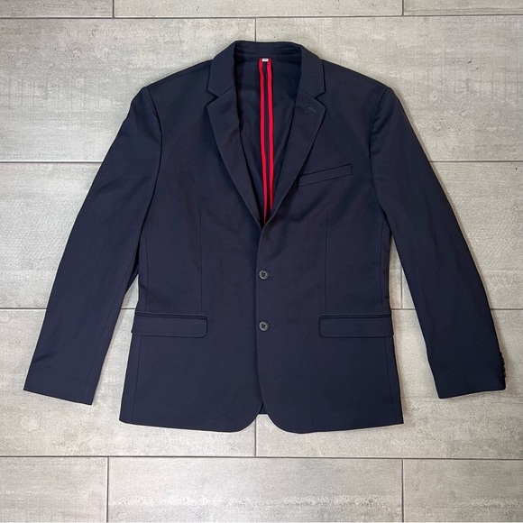 Express Performance Navy Blue Slim Sport Coat Size 44R